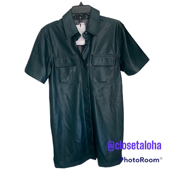 7 For All Mankind Dresses & Skirts - NEW 7 for All Mankind faux leather olive dress Small womans